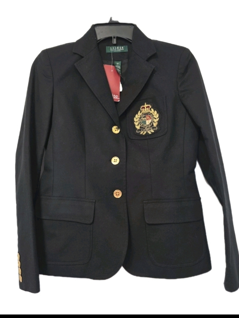 Ralph Lauren Black Blazer with Embroidered Crest & Gold Buttons - Picture 3 of 10